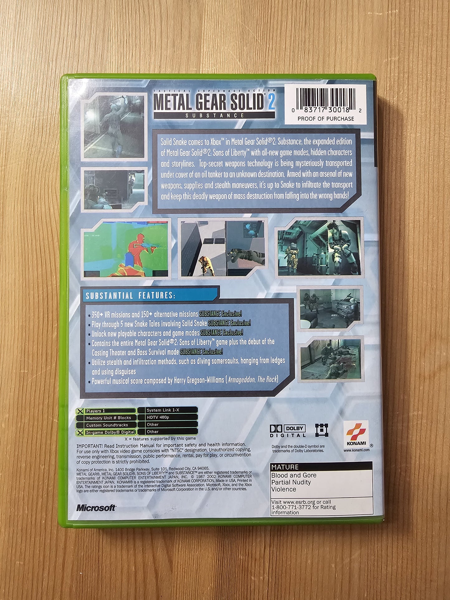 Metal Gear Solid 2: Substance | Microsoft Xbox (2002)