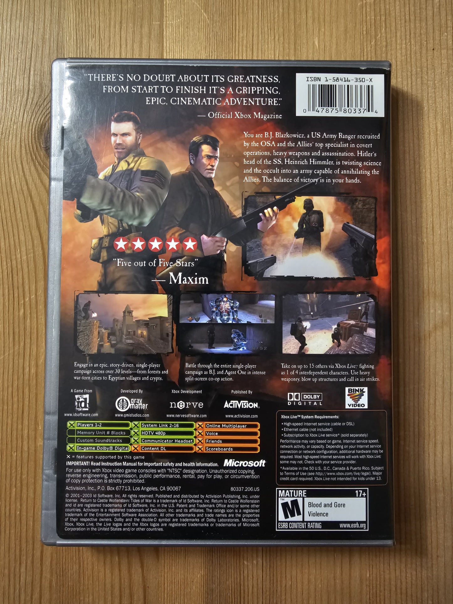 Return to Castle Wolfenstein Tides of War [Platinum Hits] | Microsoft Xbox (2003)